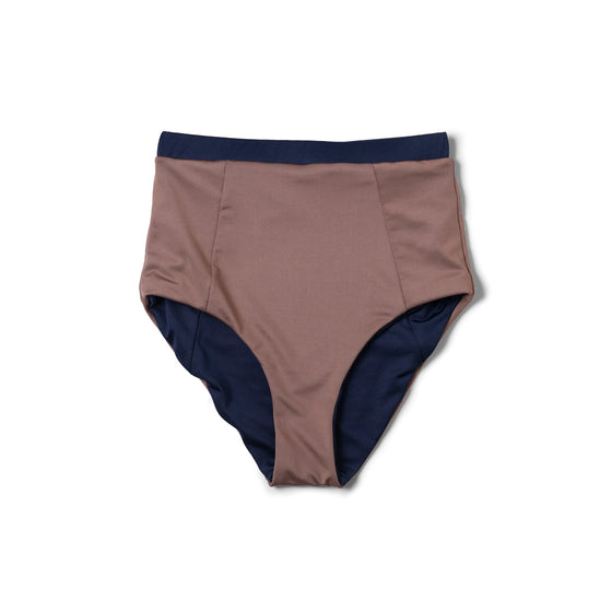 Reversible Highwaist Bikini Bottom (Navy & Nude)